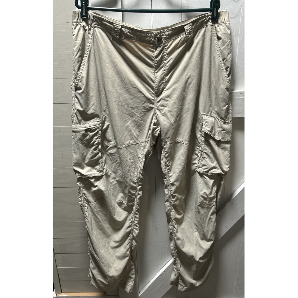 Columbia Mens Pants Omni Shade Regular Fit Khaki Hiking 38x34 Sun Protection